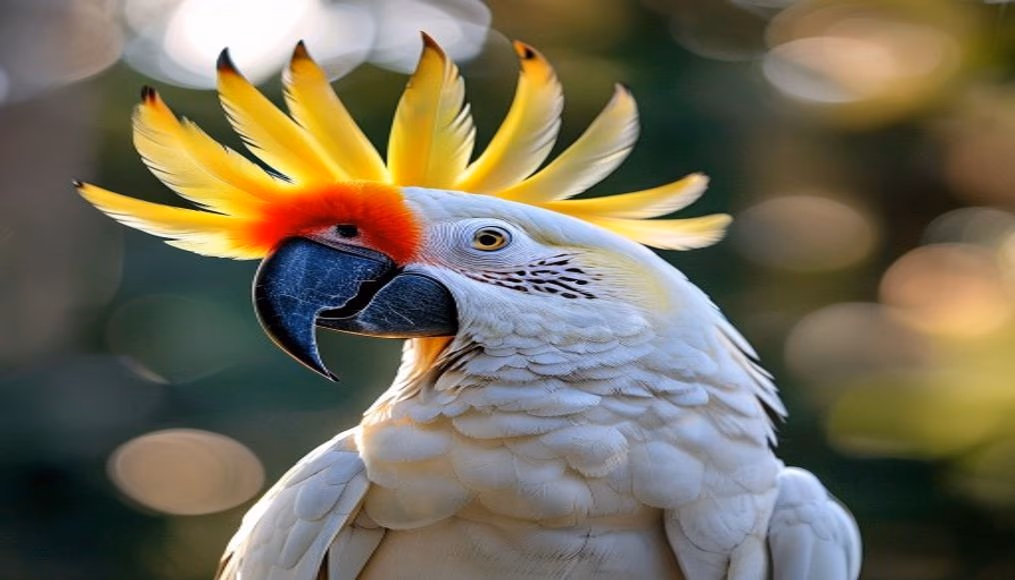 cockatoo crest open in editorial style