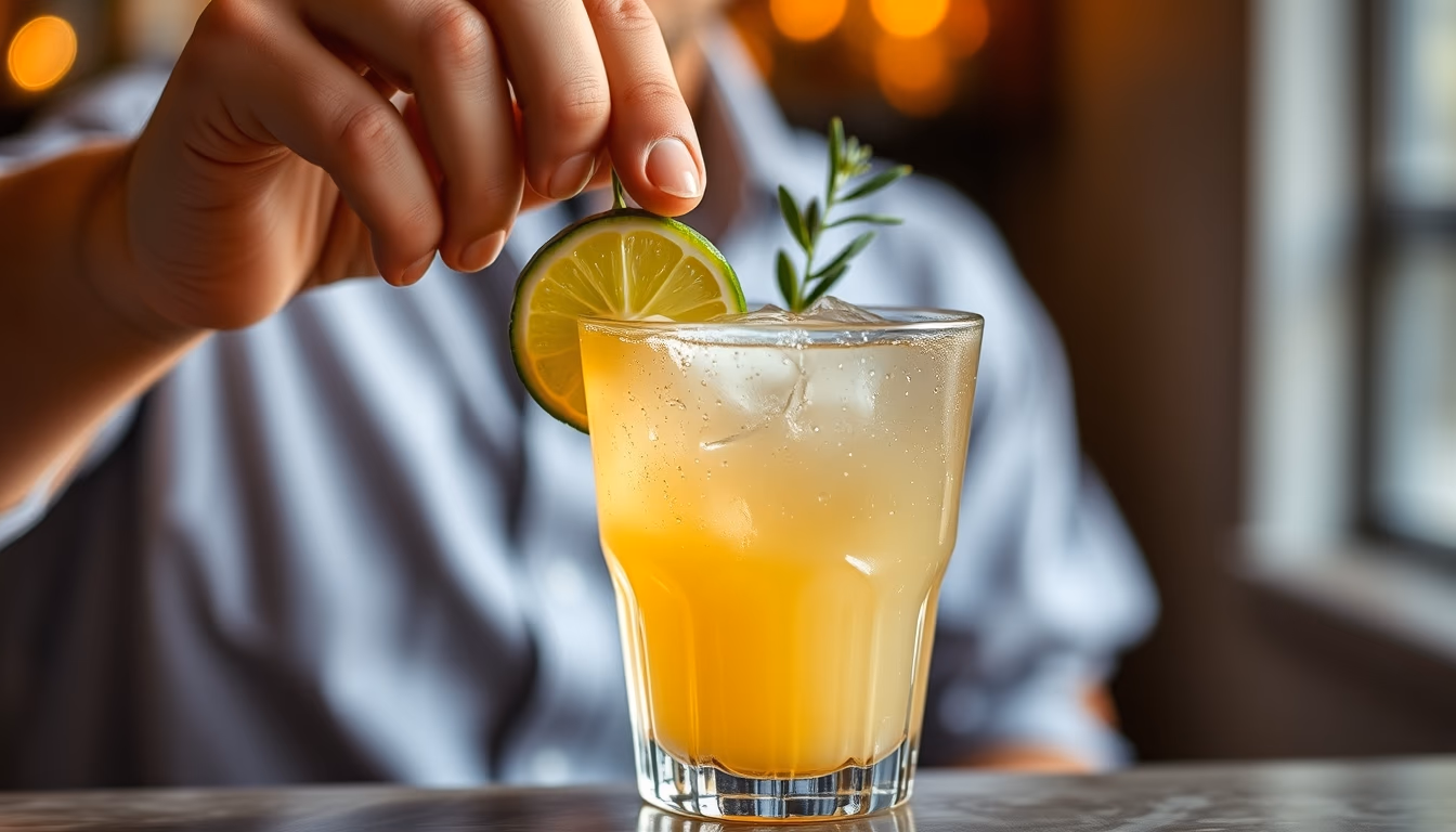 cocktail garnish lime in editorial style