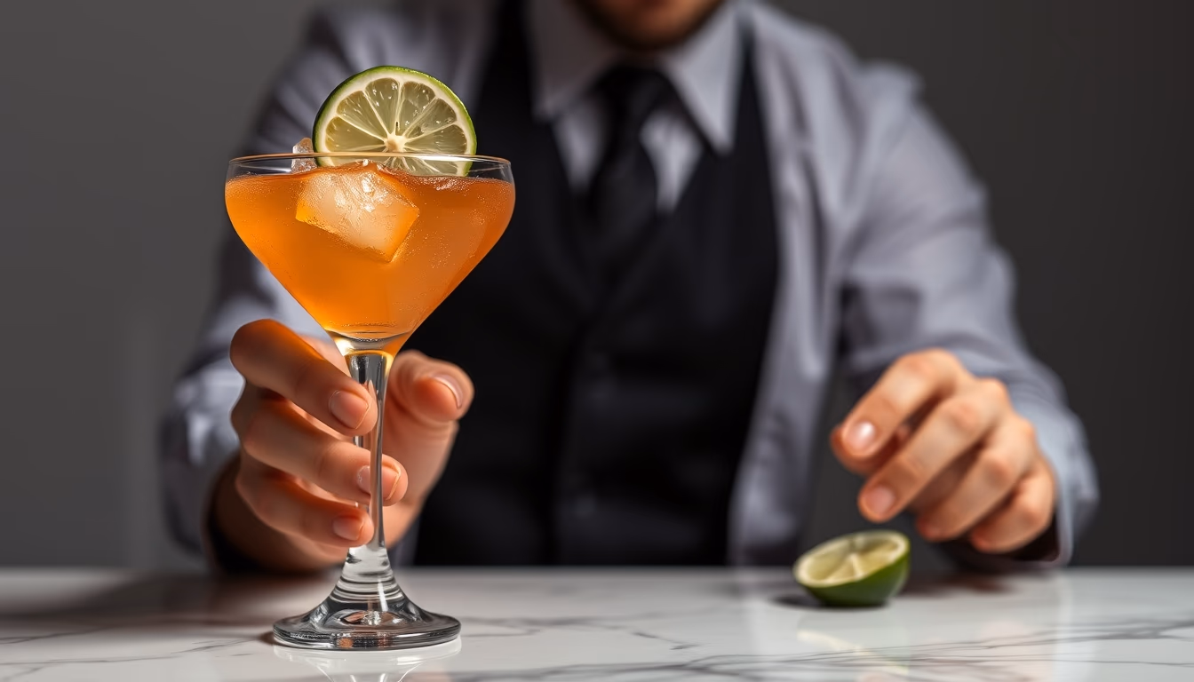 cocktail garnish lime in editorial style