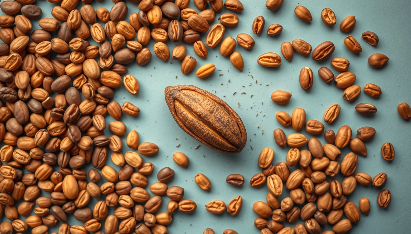 cocoa beans drying in editorial style