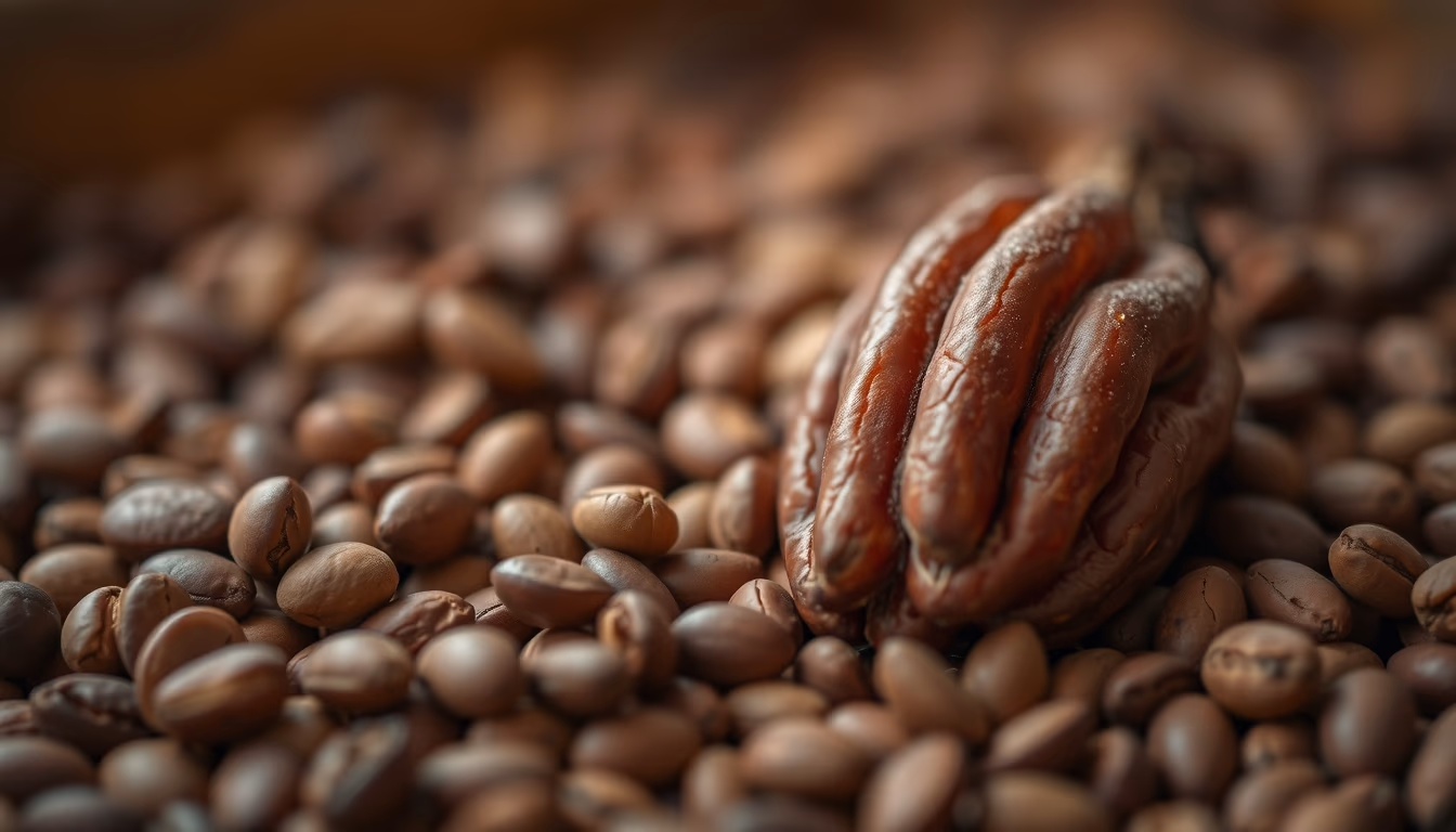 cocoa beans drying in editorial style
