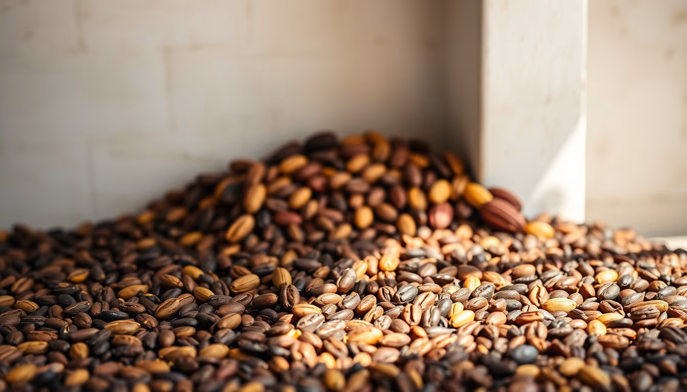 cocoa beans drying in editorial style