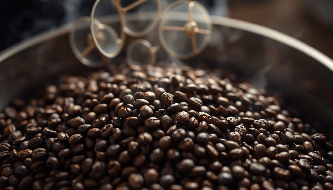 coffee beans roasting in editorial style