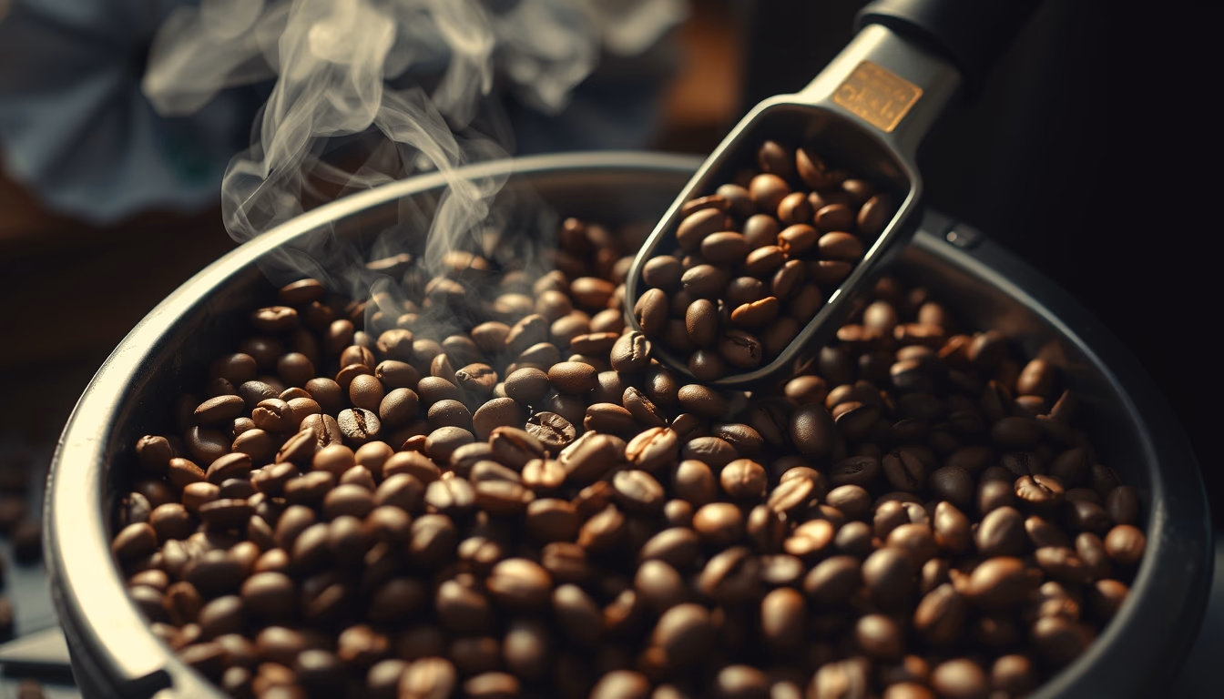 coffee beans roasting in editorial style