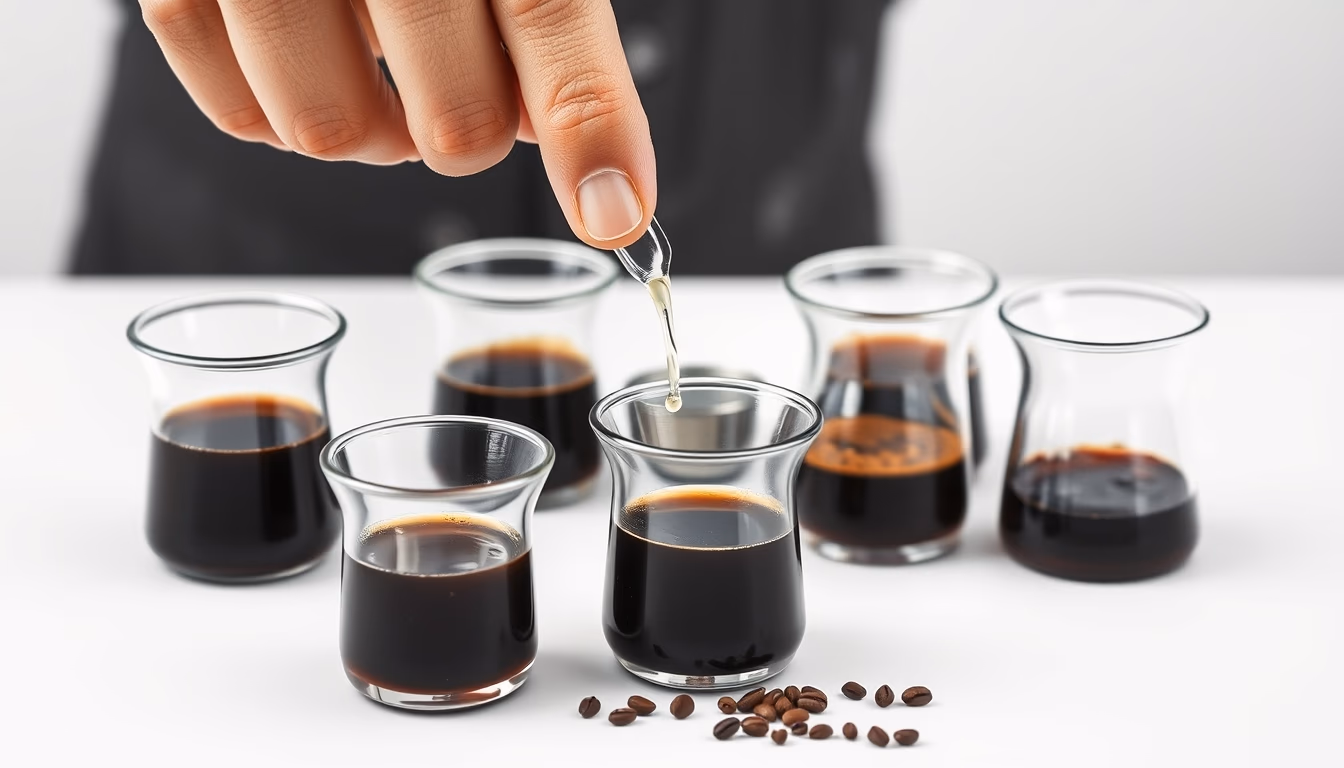 coffee cupping flight in editorial style