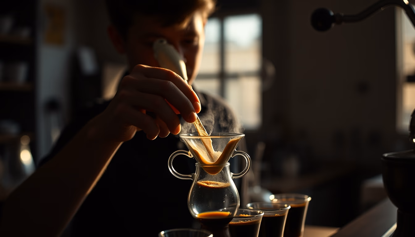 coffee cupping flight in editorial style