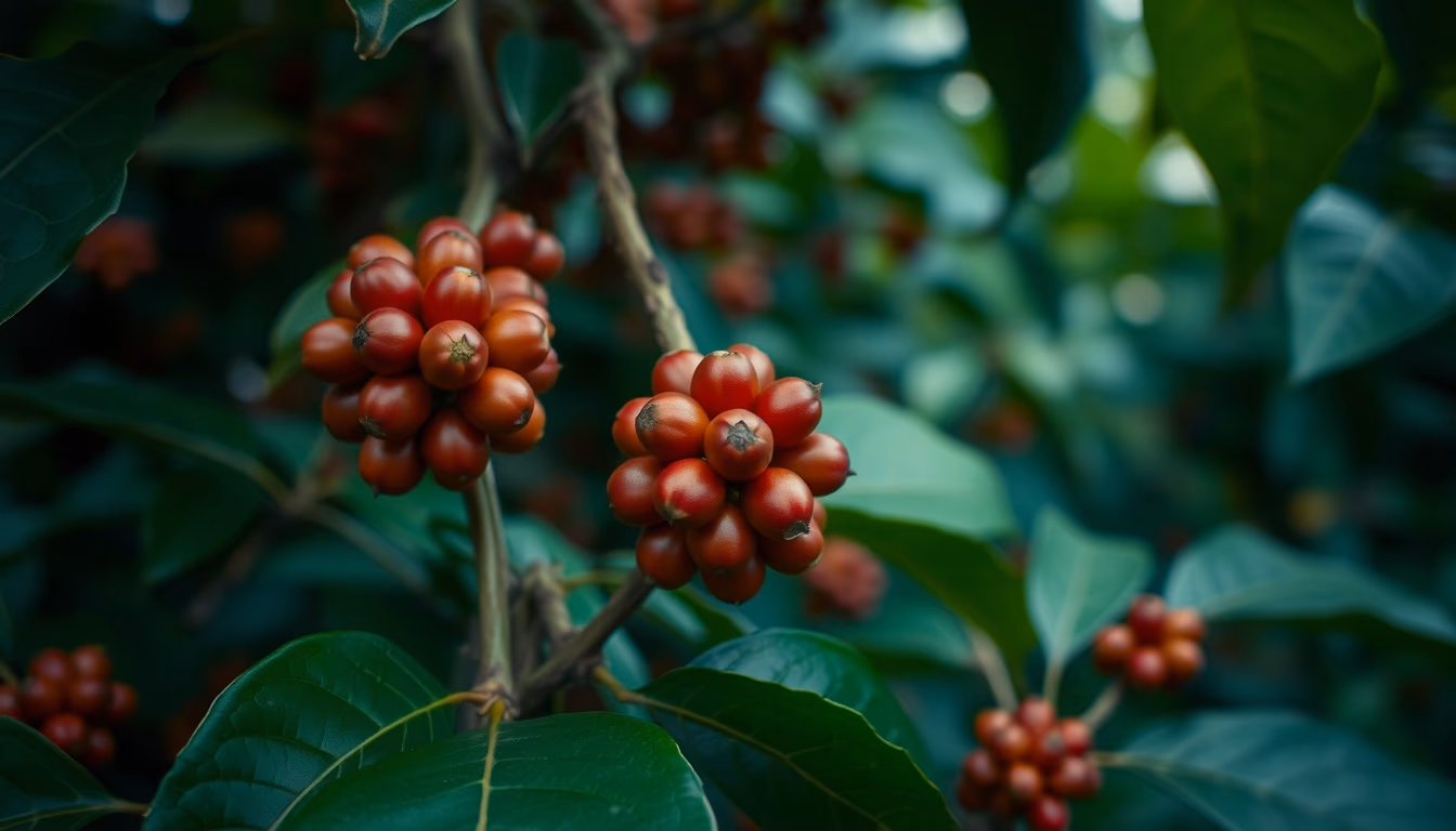 coffee farm beans plant in editorial style