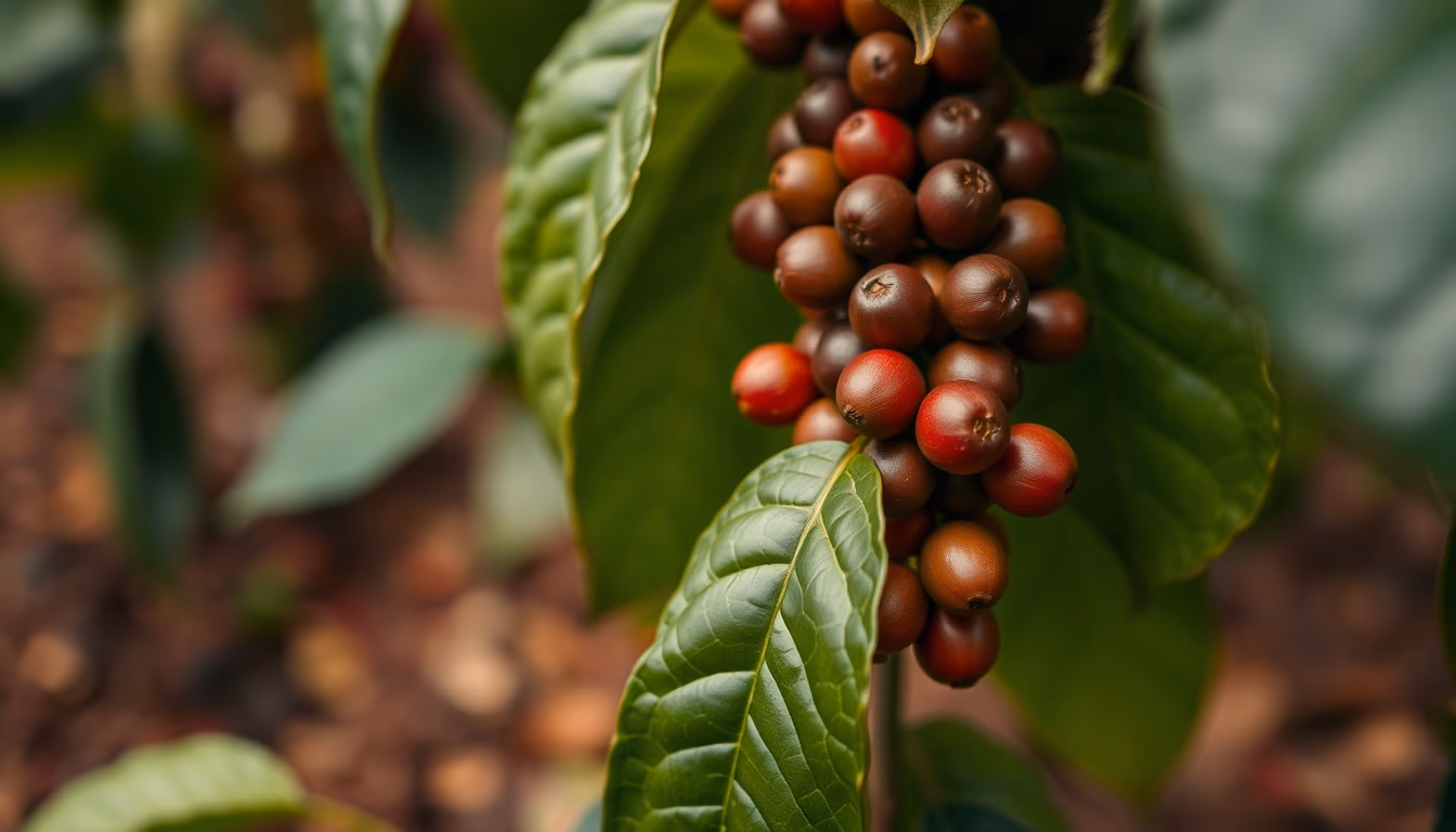 coffee farm beans plant in editorial style