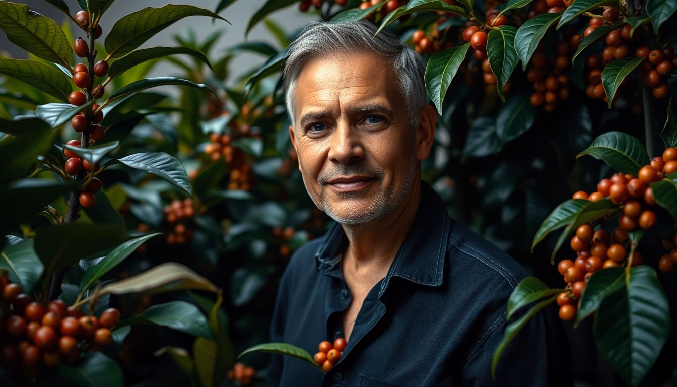 coffee farm beans plant in editorial style