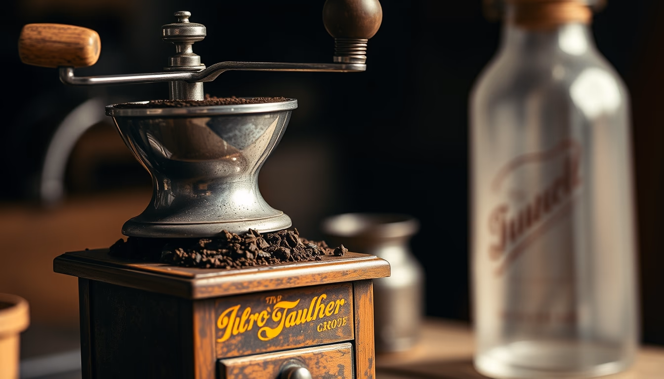 coffee grinder antique in editorial style