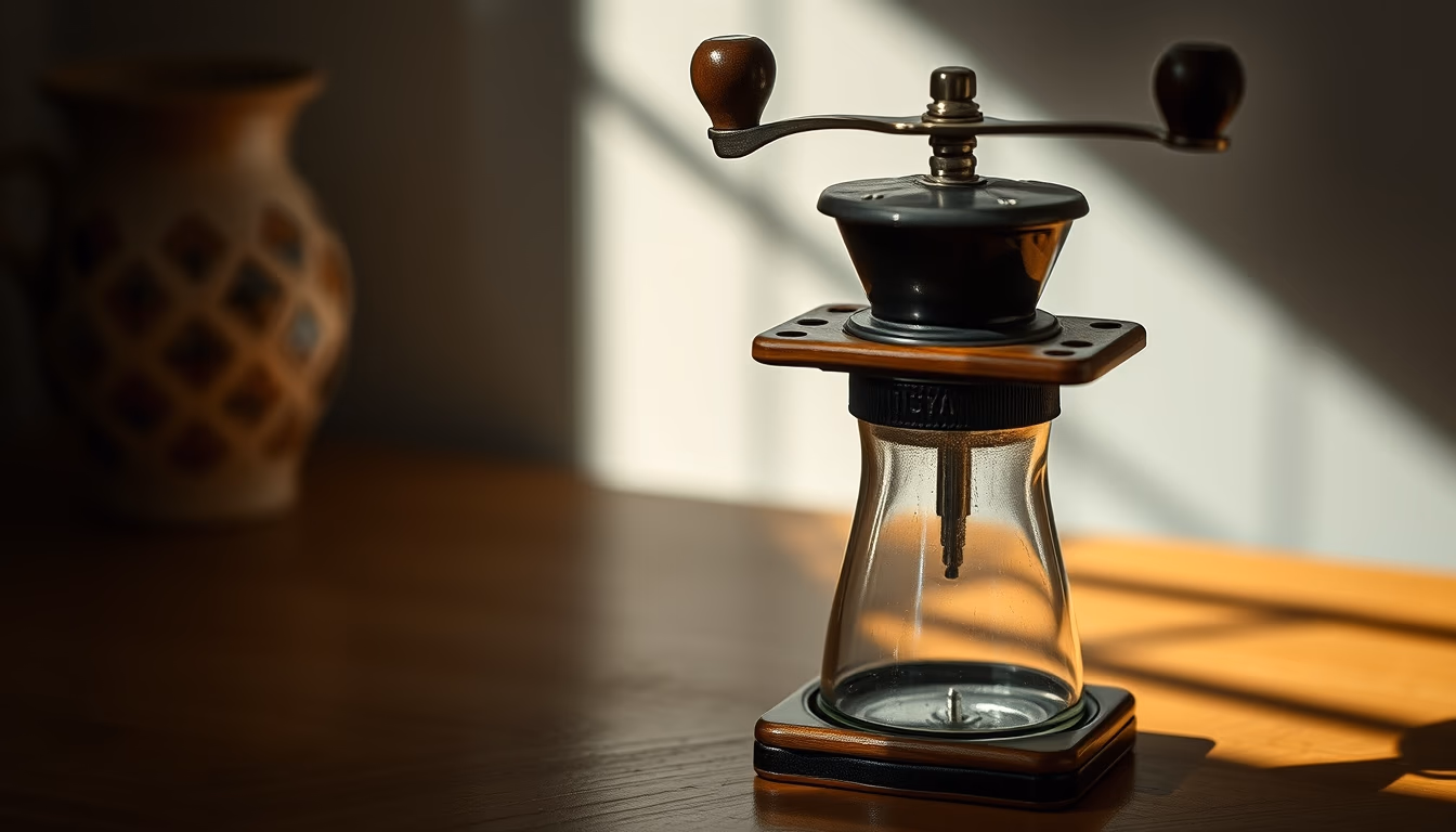 coffee grinder antique in editorial style