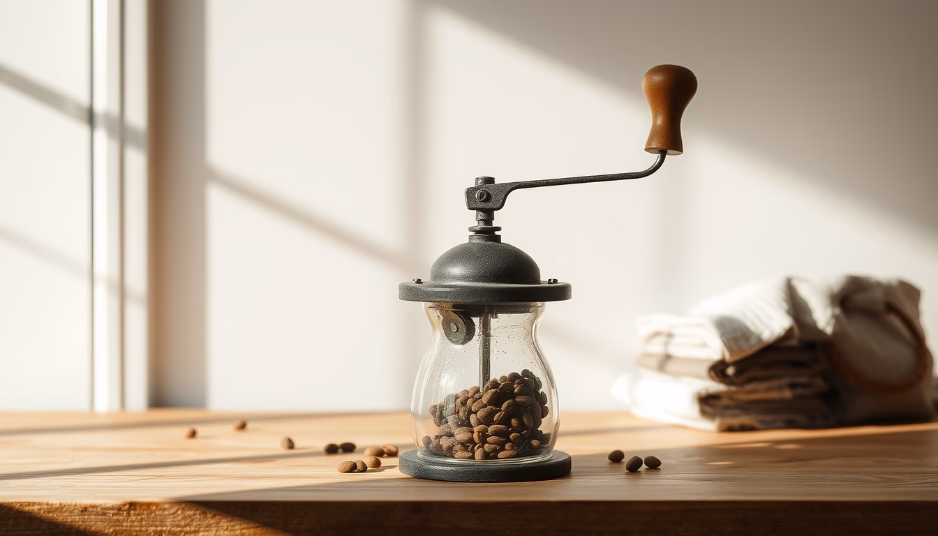 coffee grinder antique in editorial style