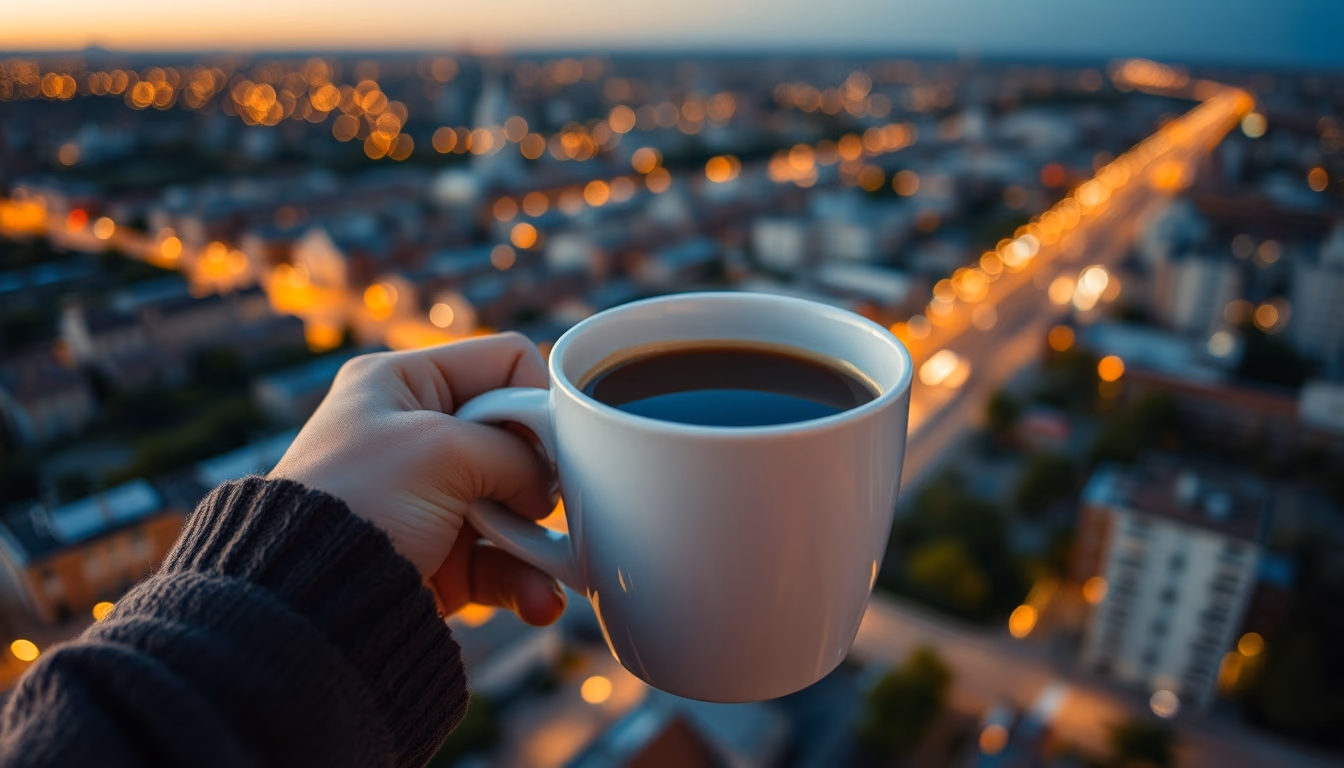 coffee mug deep work in editorial style