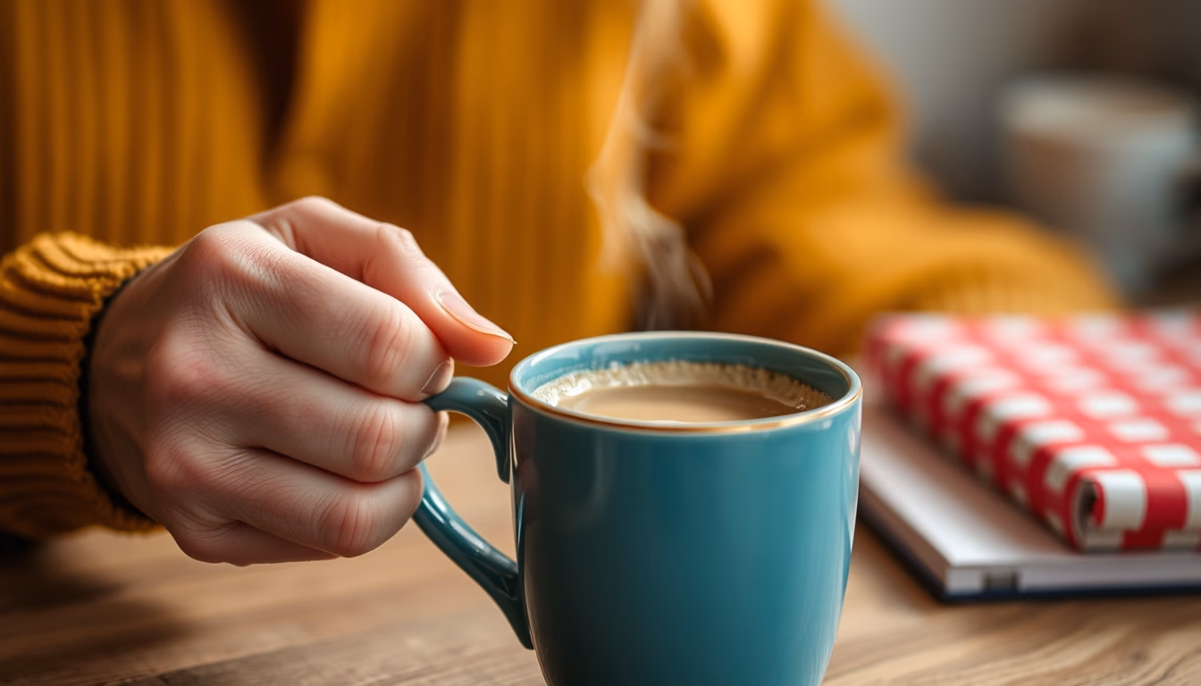 coffee mug deep work in editorial style