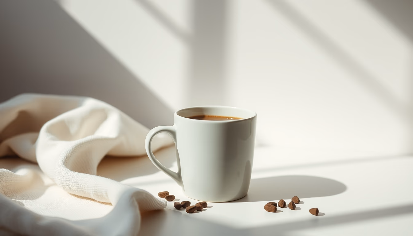 coffee mug deep work in editorial style