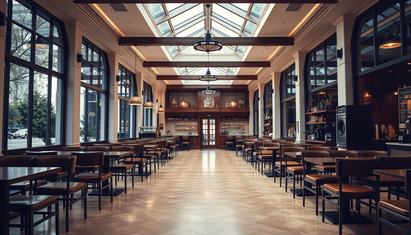 coffee shop empty morning in editorial style