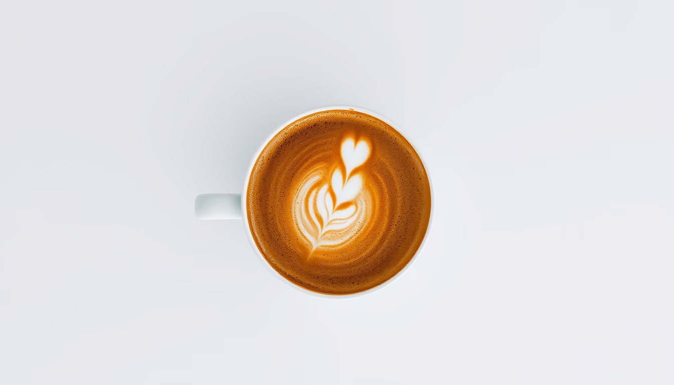 coffee with latte art top down in editorial style