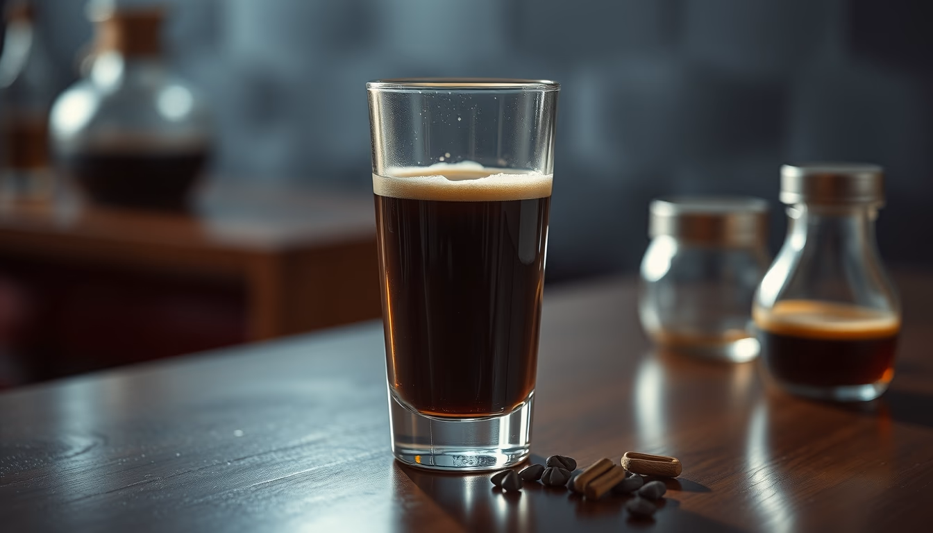 cold brew tower glass in editorial style