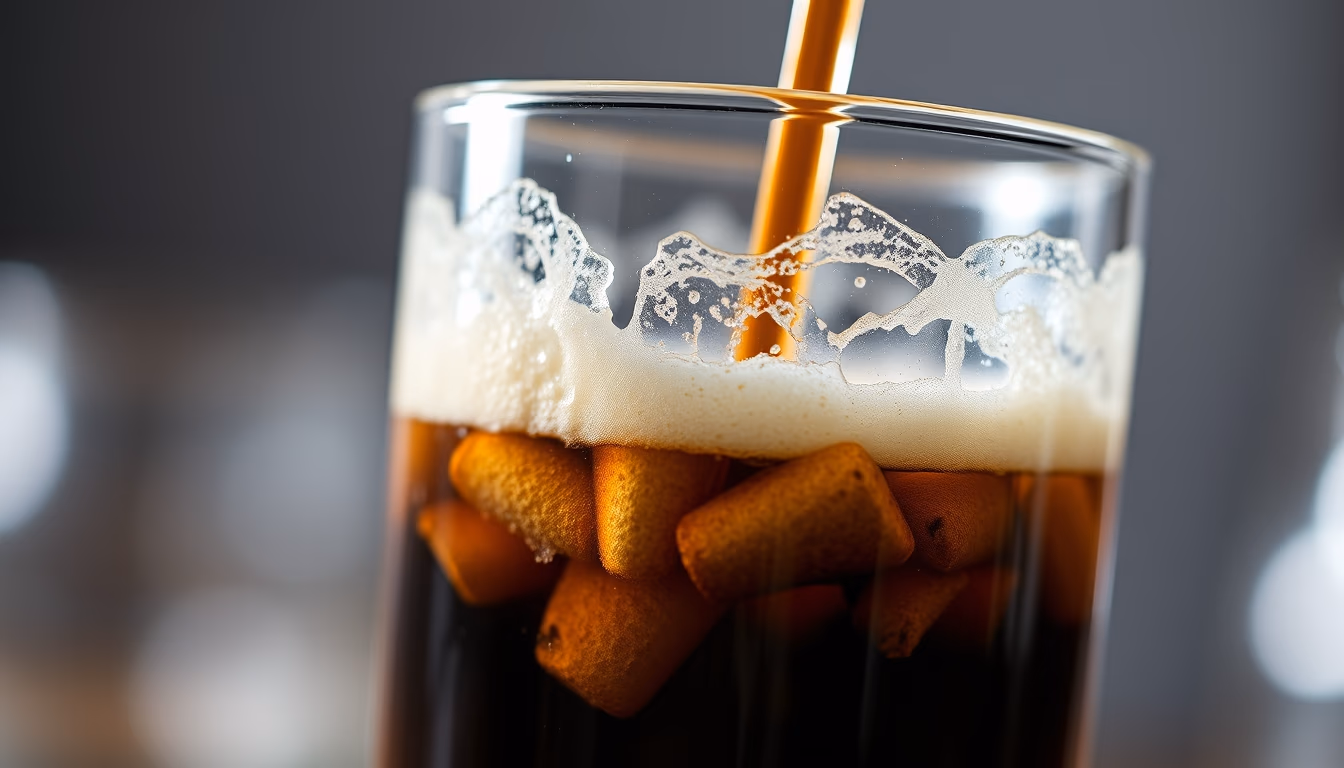 cold brew tower glass in editorial style