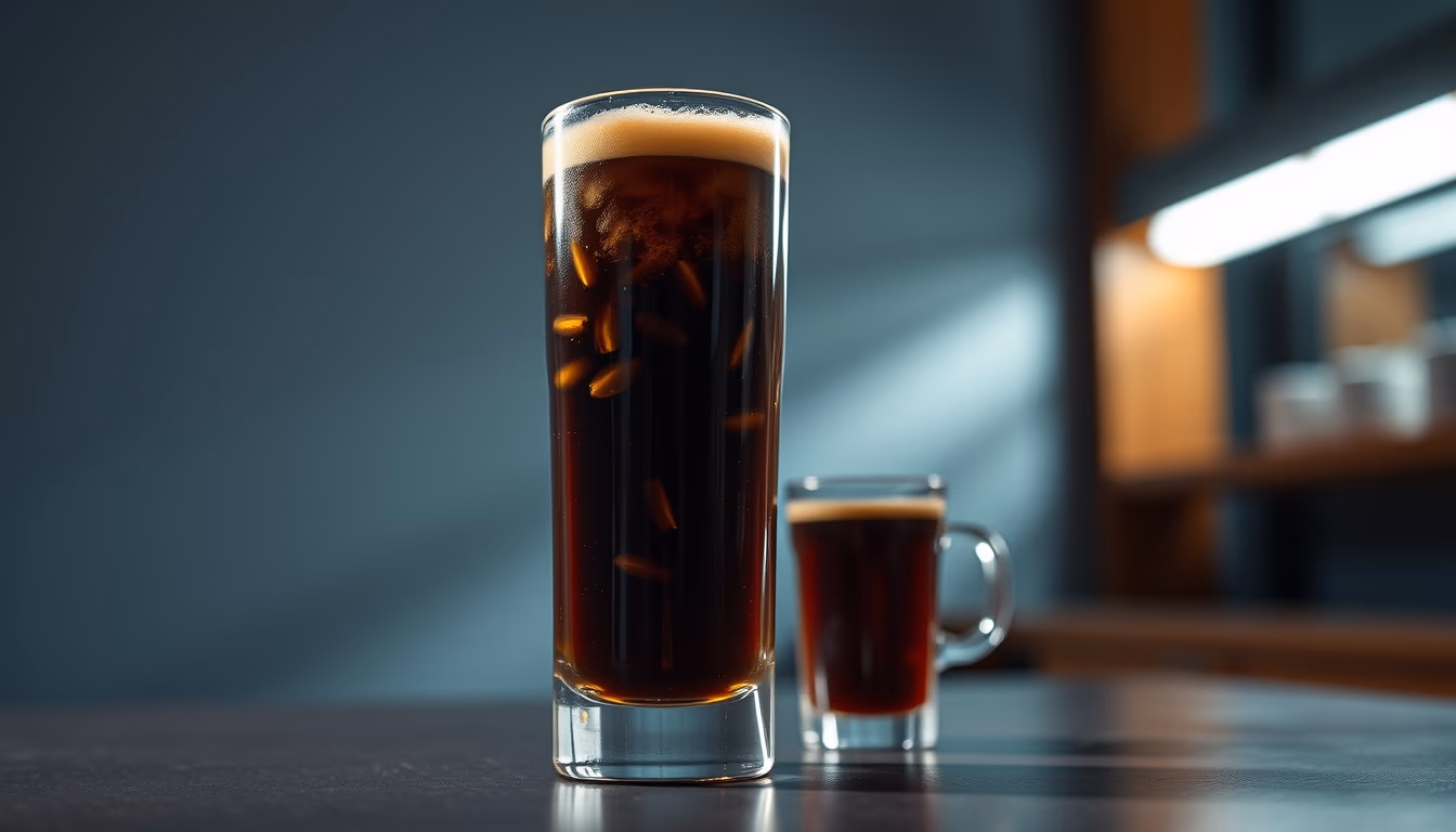cold brew tower glass in editorial style