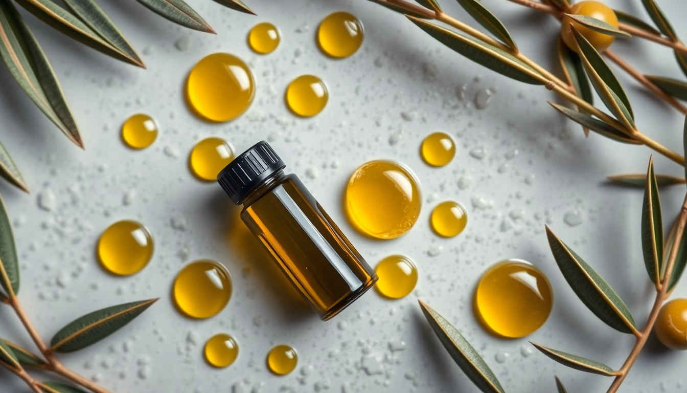 cold pressed olive oil drops in editorial style