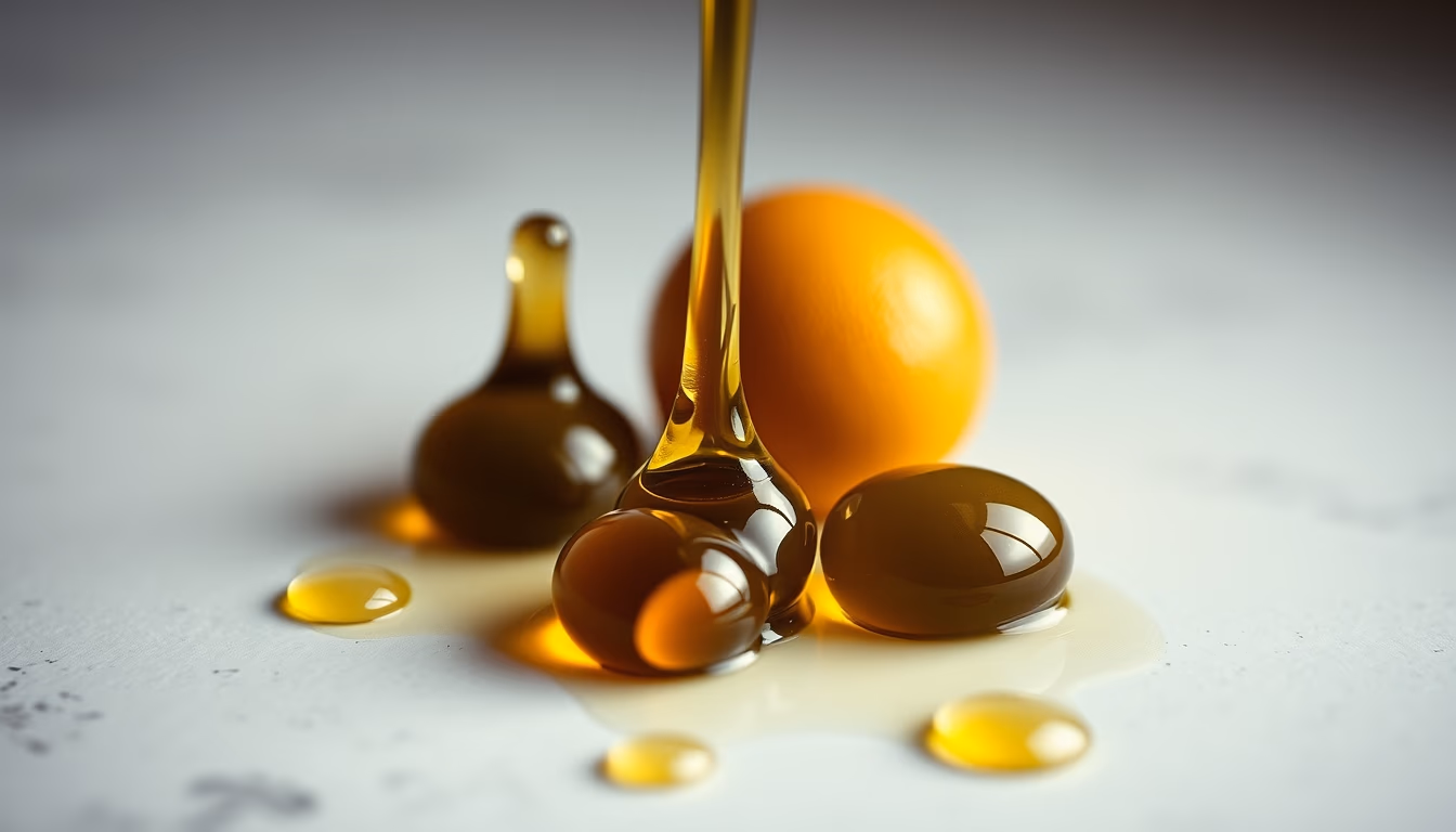 cold pressed olive oil drops in editorial style