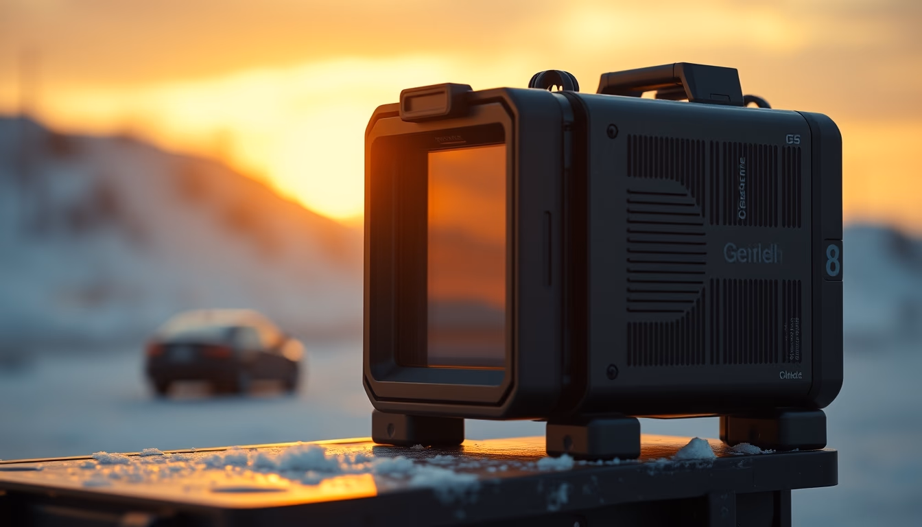 cold storage device on slate in editorial style