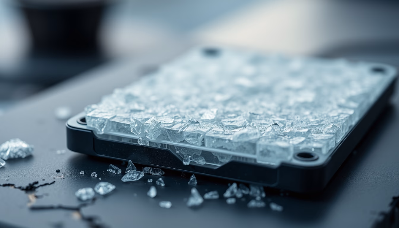 cold storage device on slate in editorial style