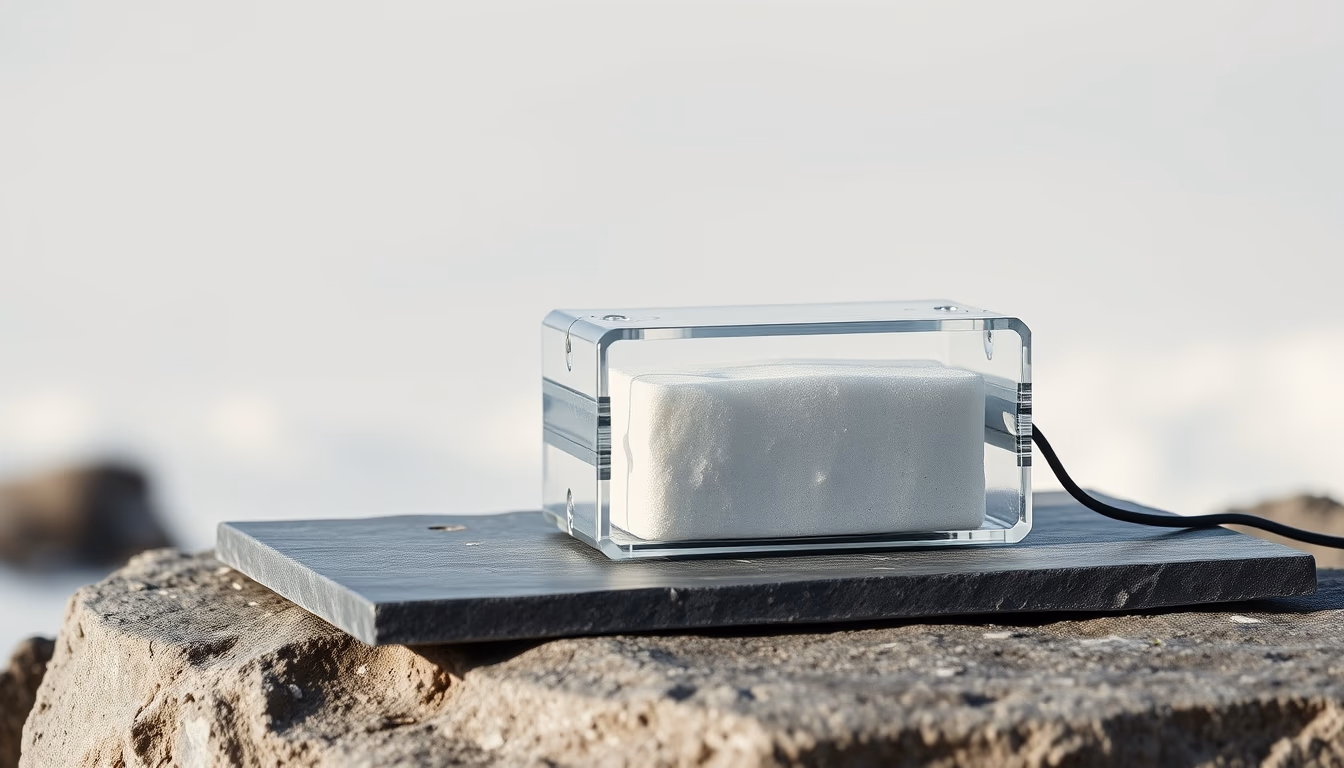 Cold storage device on slate em estilo editorial