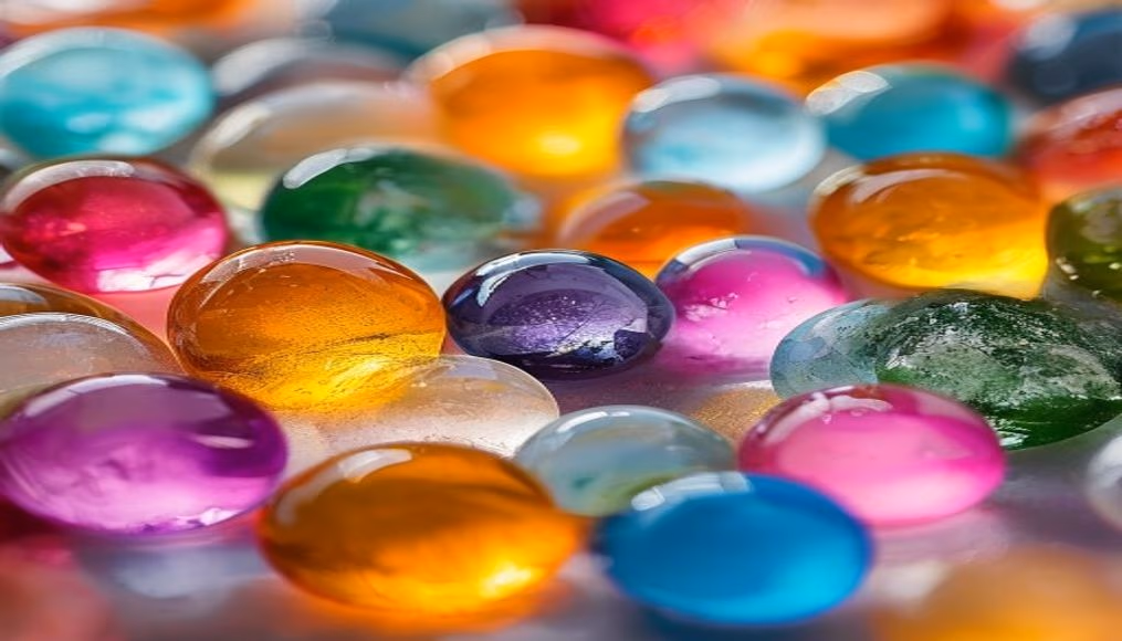 colored glass marbles in editorial style