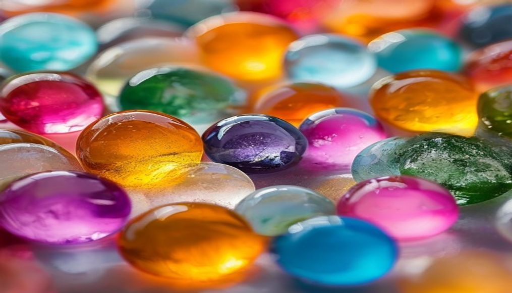 colored glass marbles in editorial style