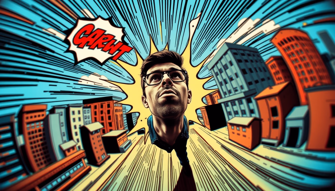 comic book art board in editorial style