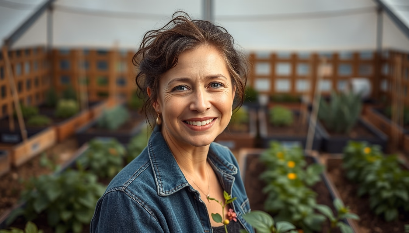 community garden plots in editorial style