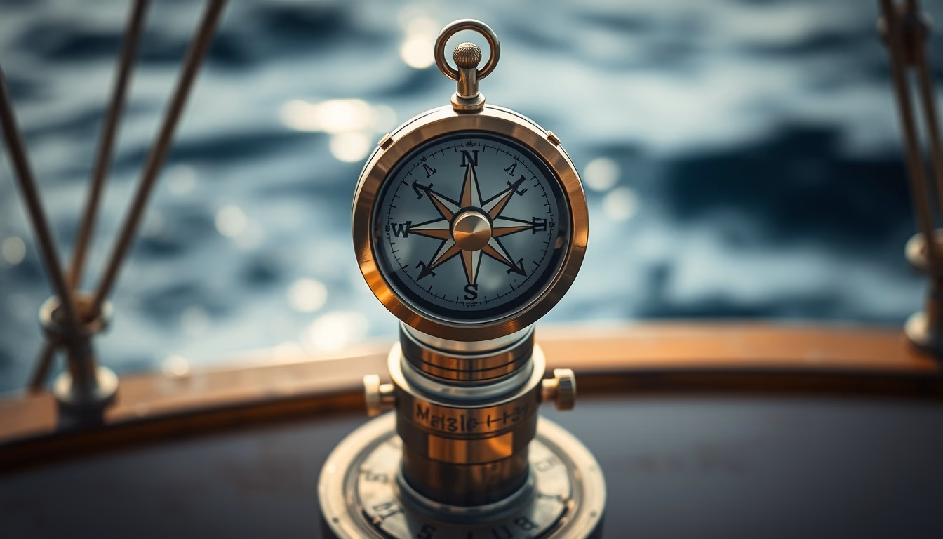 compass brass nautical in editorial style