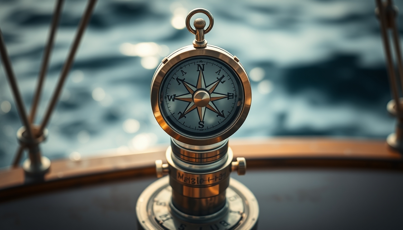 compass brass nautical in editorial style