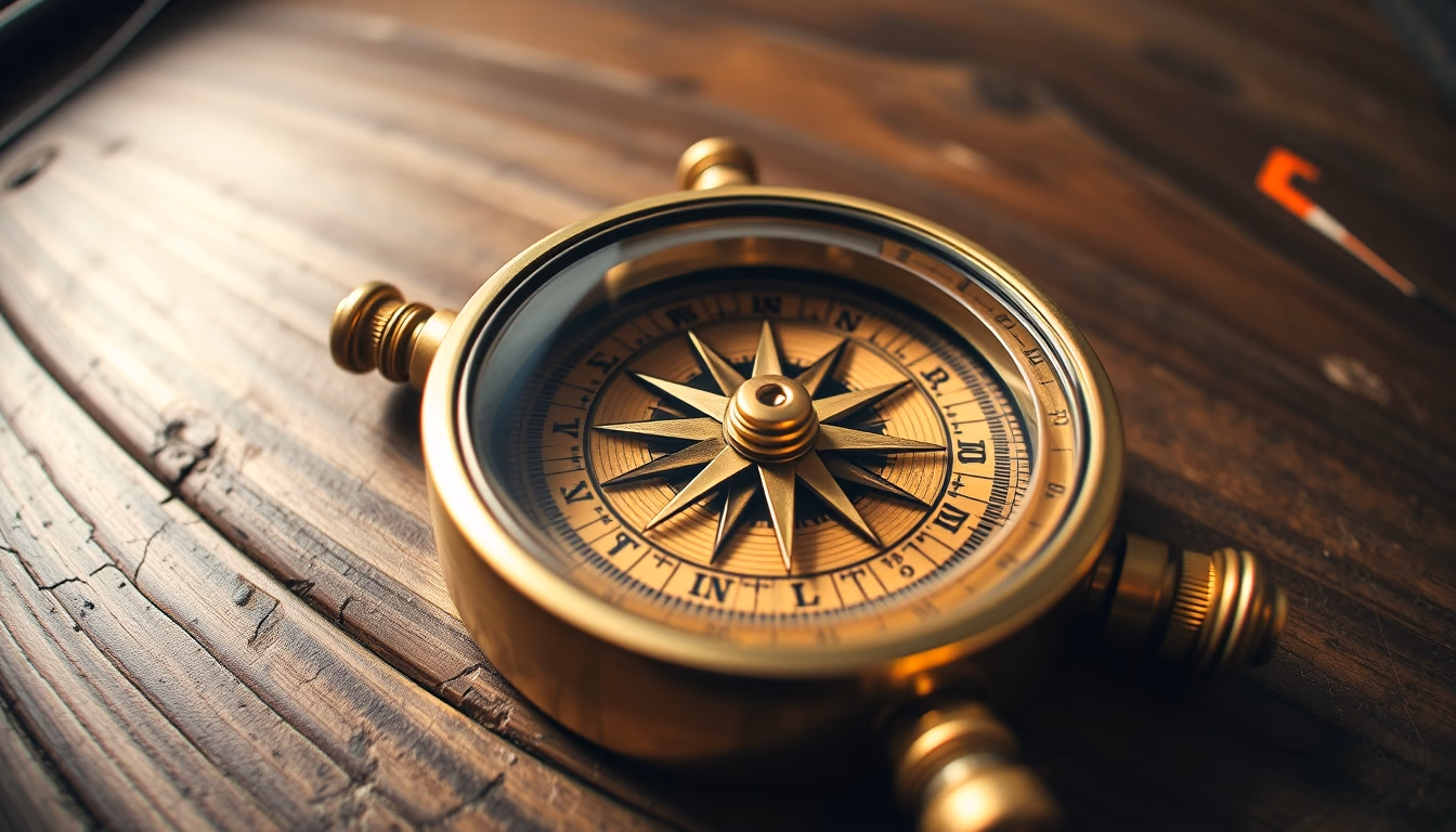 compass brass nautical in editorial style