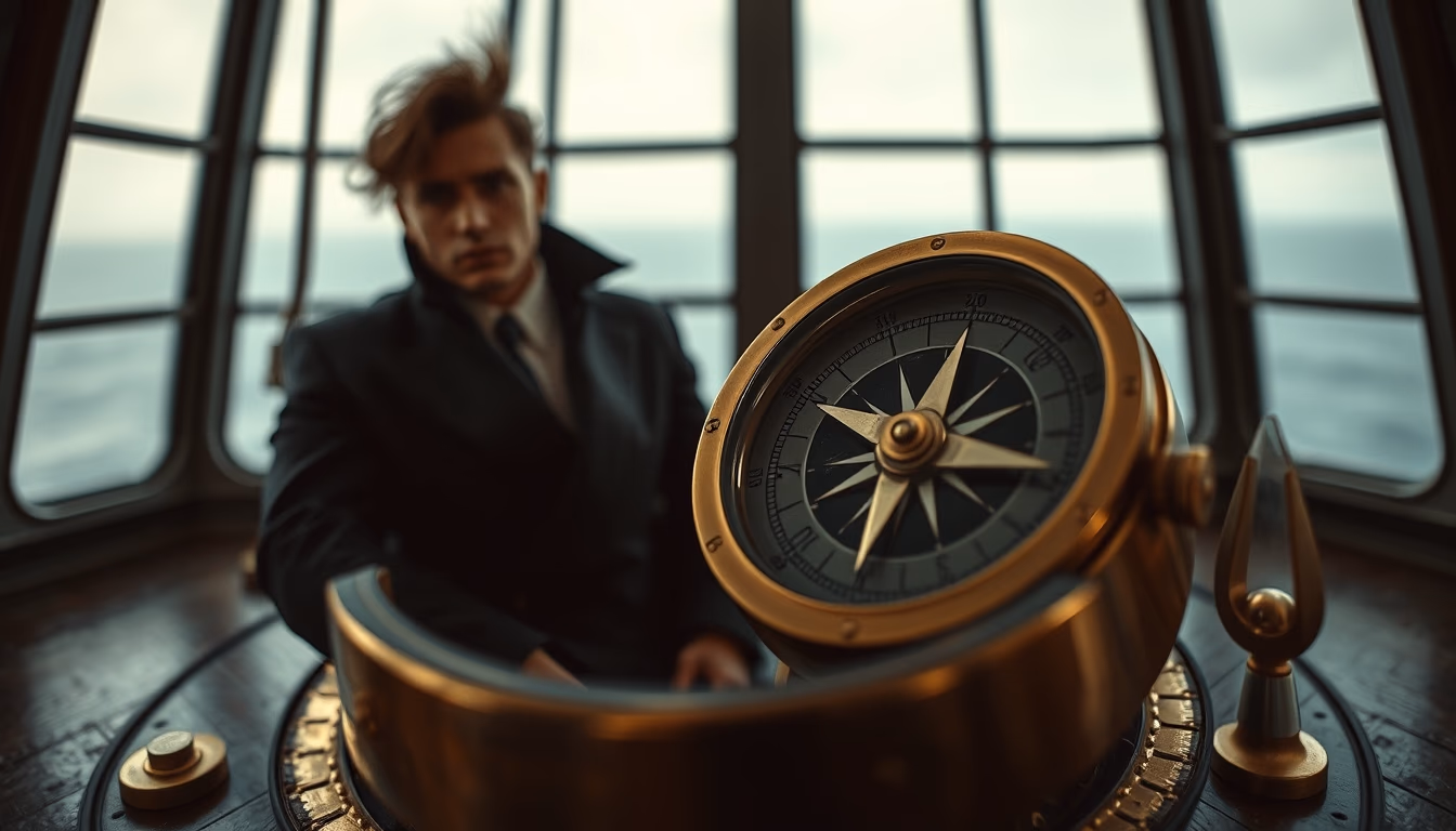 compass brass nautical in editorial style