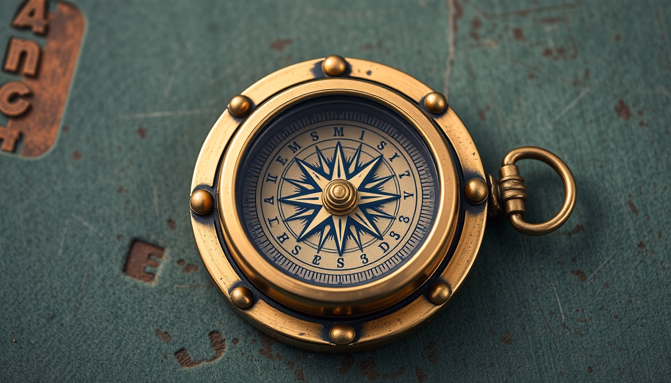 compass brass nautical in editorial style