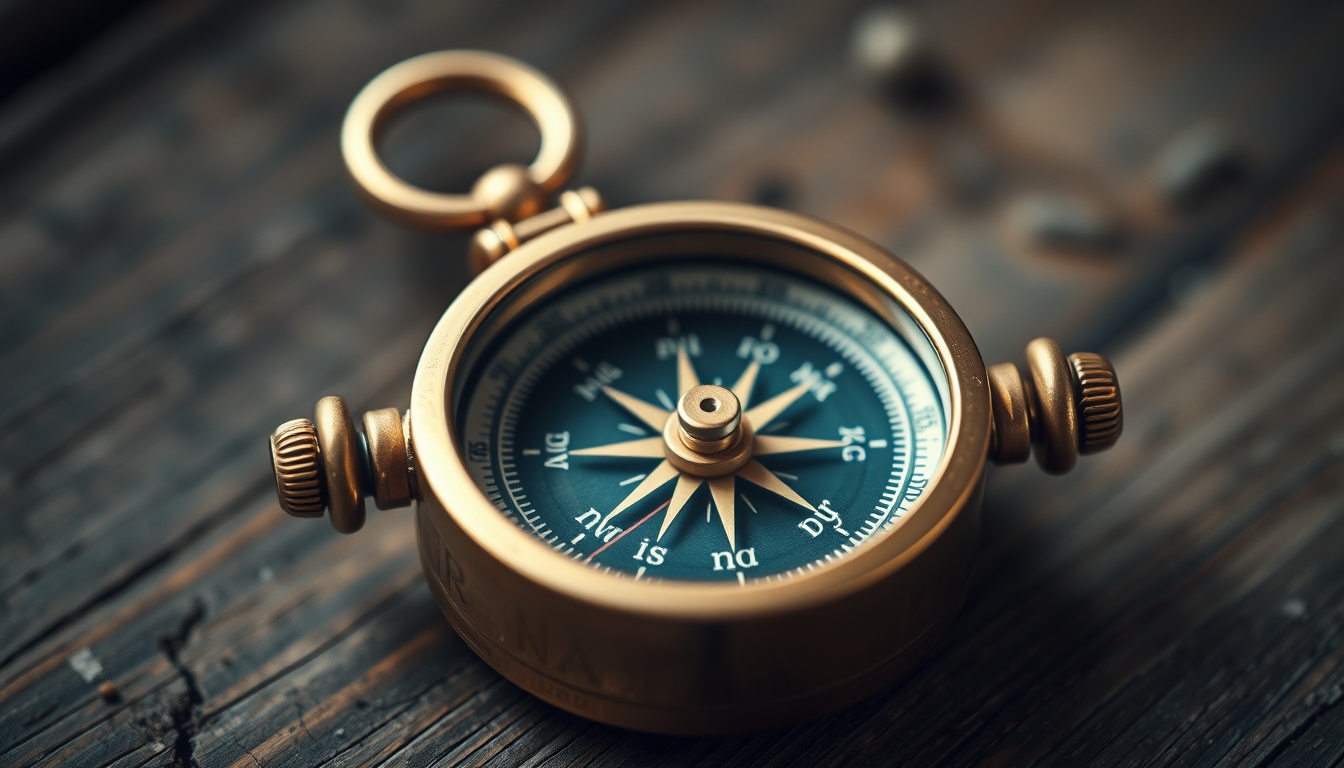 compass brass nautical in editorial style