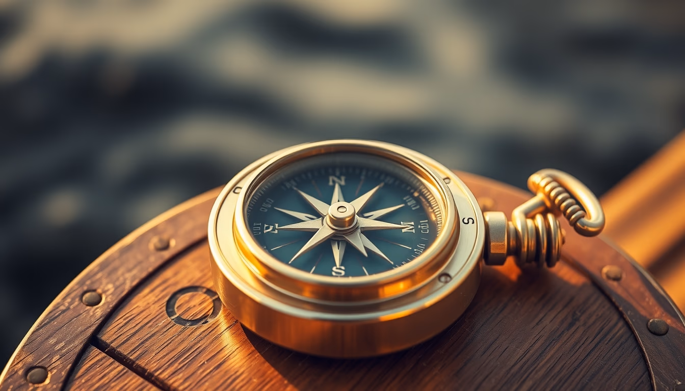 compass brass nautical in editorial style
