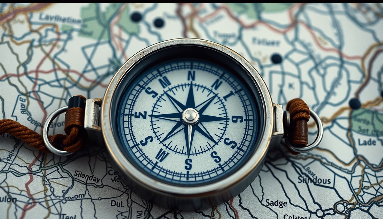 compass map outdoor in editorial style