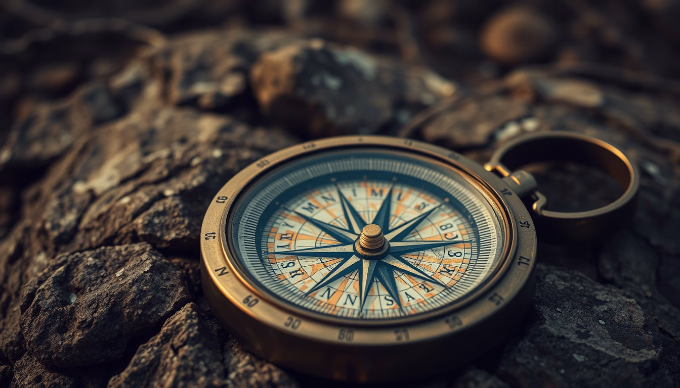 compass map outdoor in editorial style
