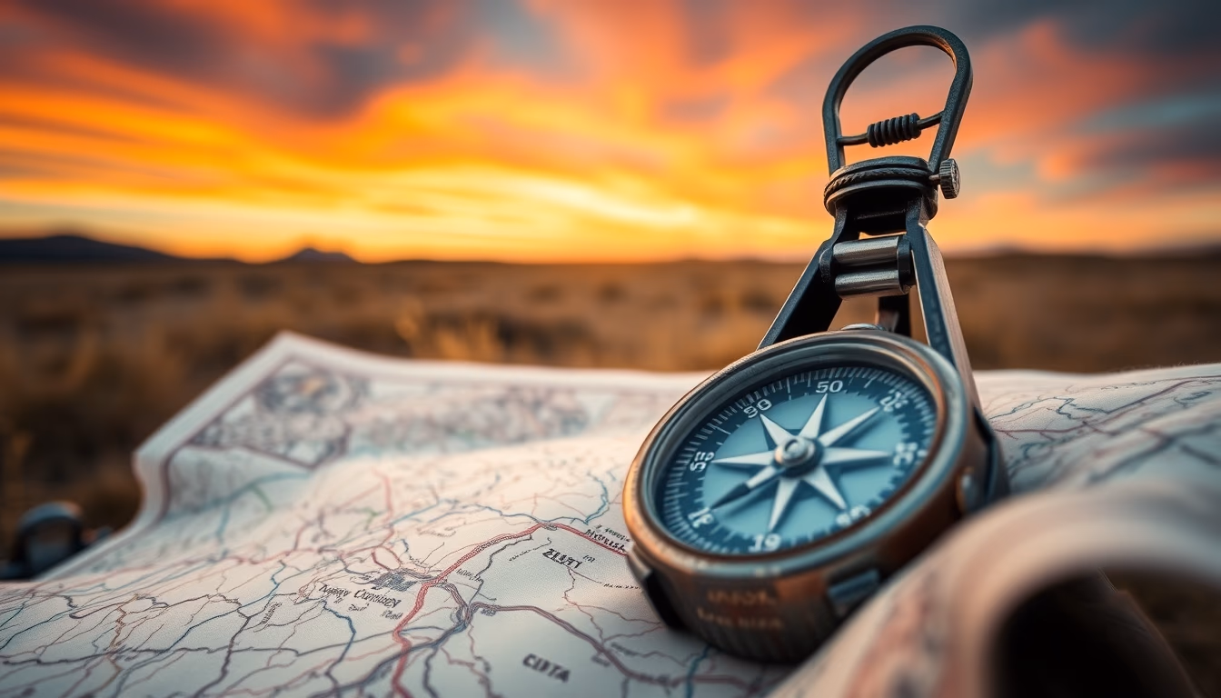 compass map outdoor in editorial style