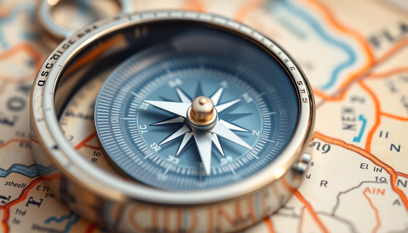 compass map outdoor in editorial style