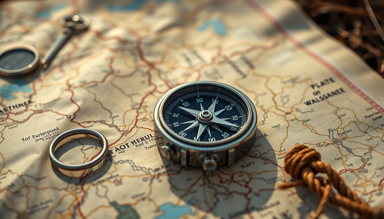 compass map outdoor in editorial style