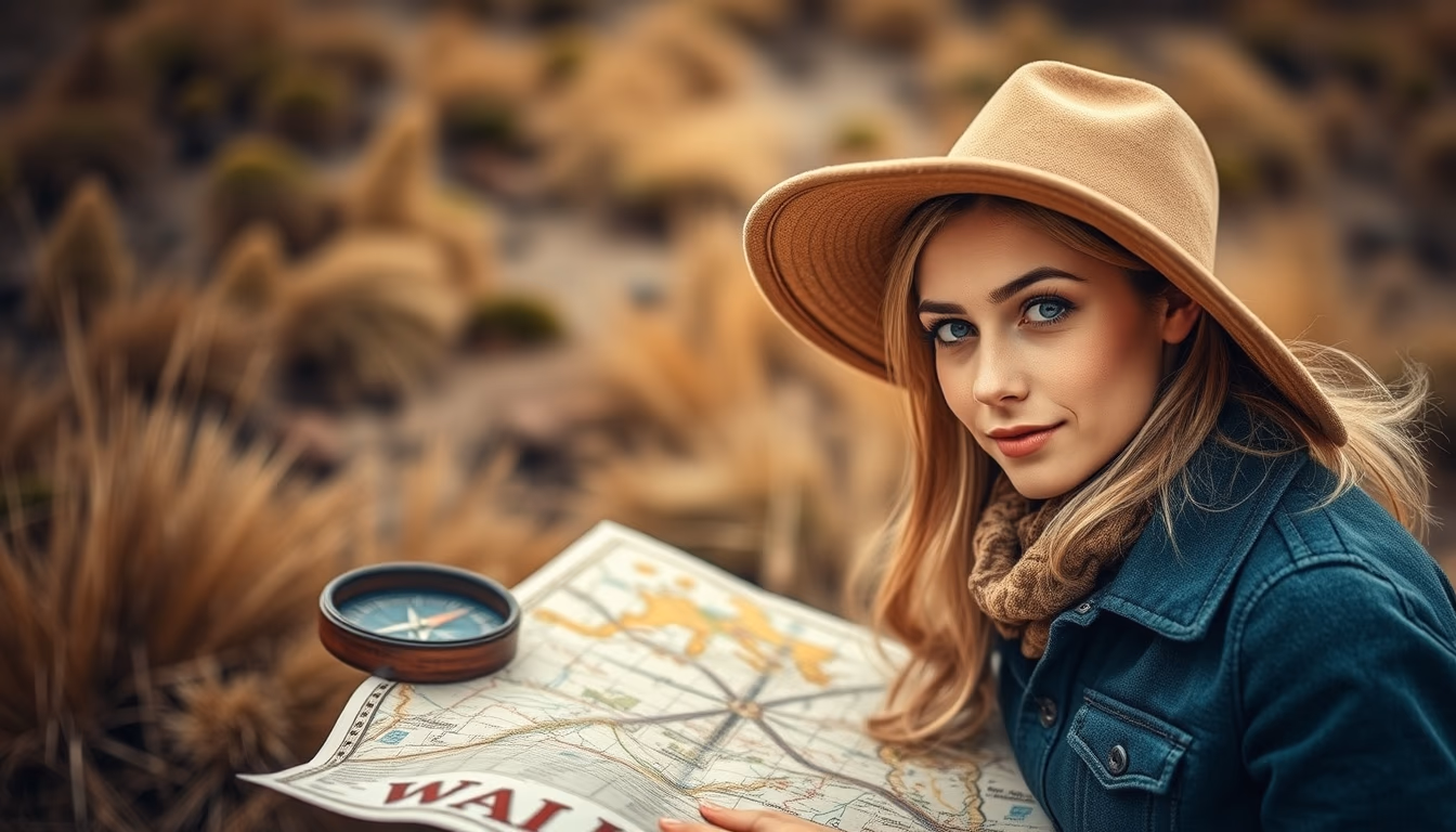 compass map outdoor in editorial style