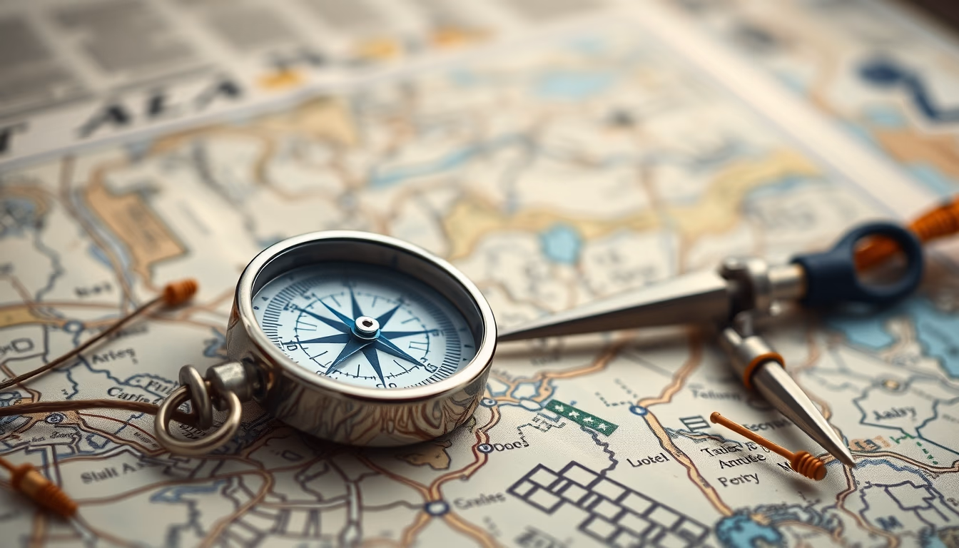 compass map outdoor in editorial style