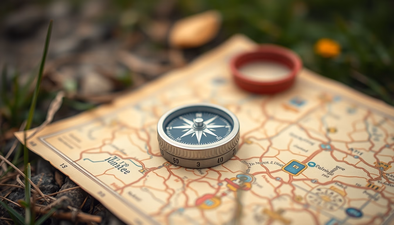 compass map outdoor in editorial style