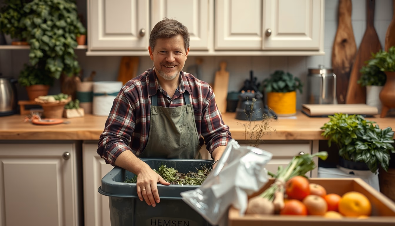 compost bin kitchen in editorial style