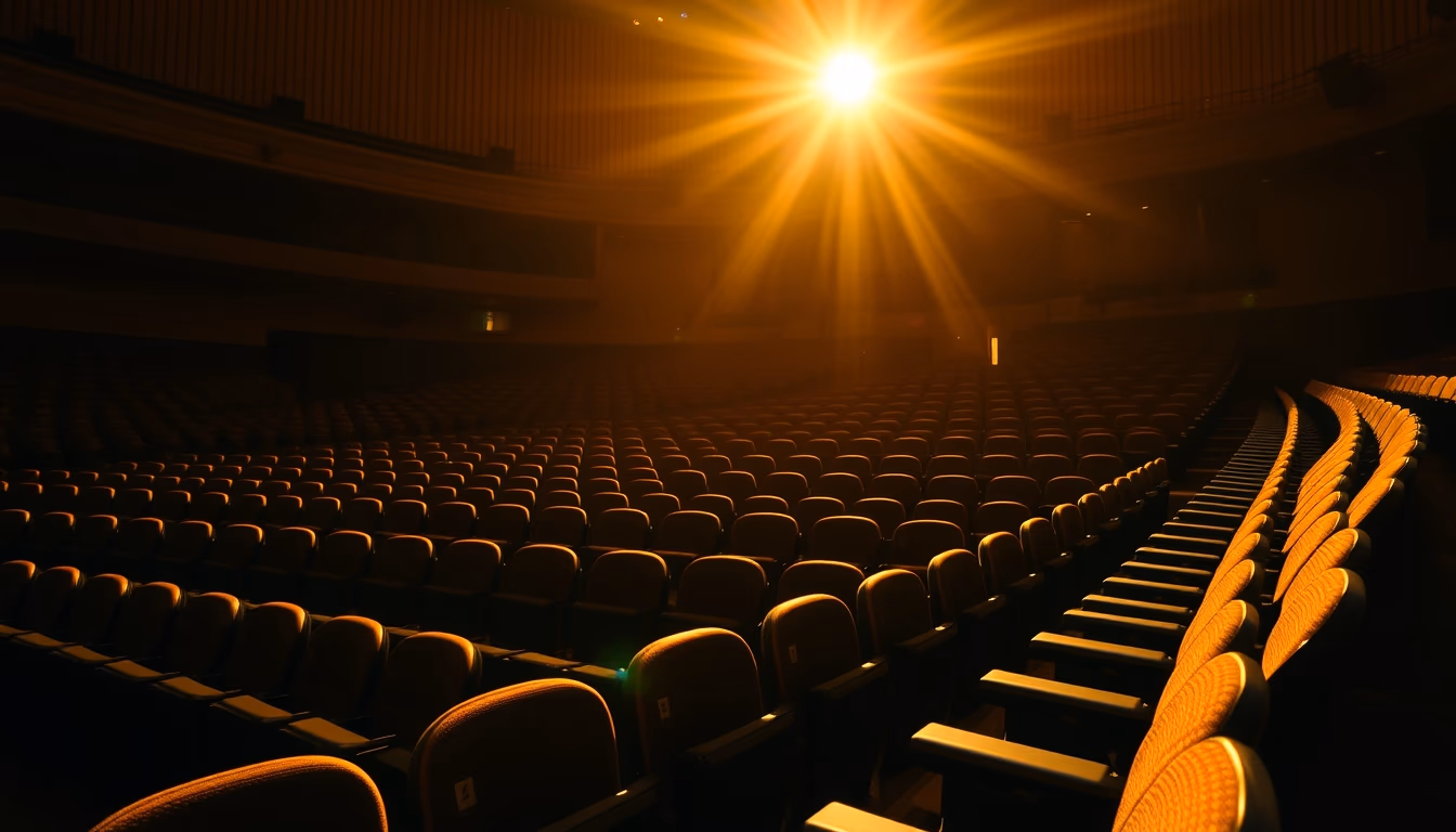 concert hall empty seats in editorial style